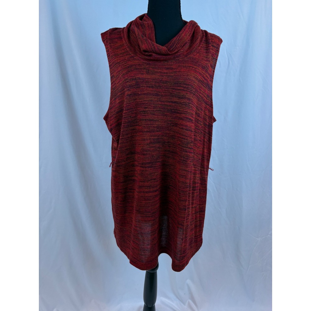 Avenue Womens Red Space Dye Cowl Neck Sleeveless Tunic Sweater Plus Size 22/24